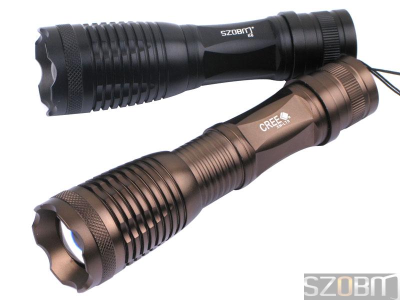 SZOBM E6 Zommable Focus CREE XM-L T6 LED Flashlight - Titanium