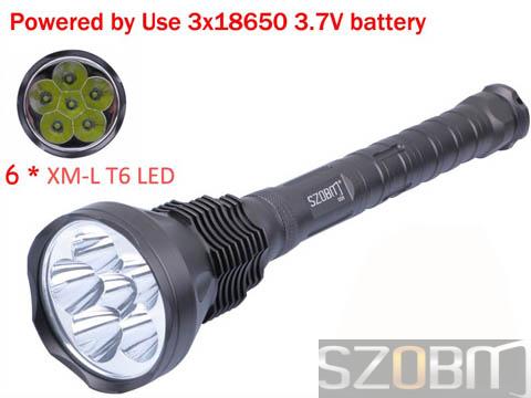 SZOBM 006 6x CREE XM-L T6 LED 5-Mode Memory Flashlight