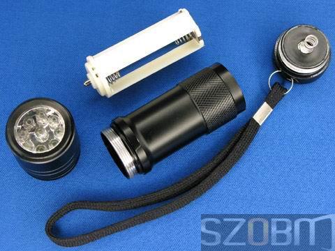 9 LED 375-380nm Purple Light UV LED Flashlight