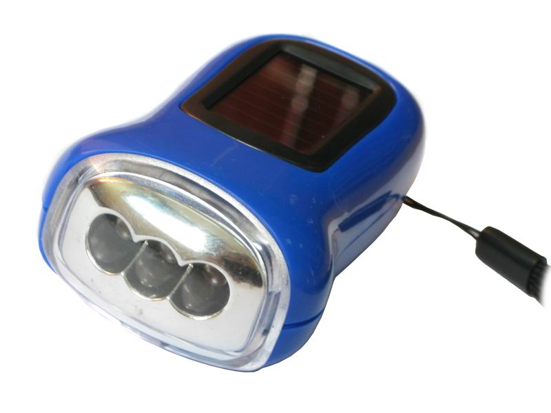 3 LED Solar Hand Crank Flashlight