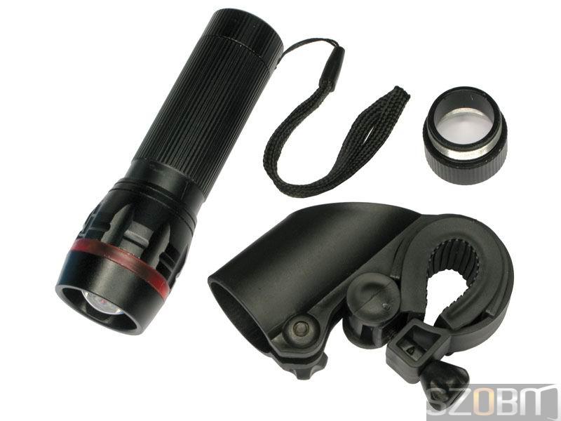 1W LED Zoom Aluminum Flashlight / LED Bicycle Torch (3 Modes)