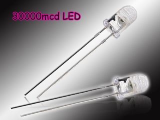 5mm 30000mcd White Light LED / 200pcs
